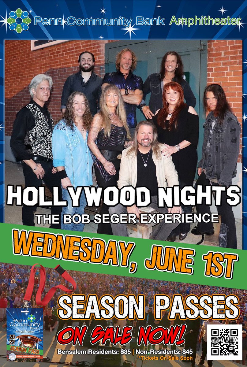 Penn Community Bank Amphitheater (@pcbaevents) on Twitter photo As part of our 2022 “Best of & More” Concert Series we are ecstatic to announce our opening act. Back by popular demand is HOLLYWOOD NIGHTS – THE BOB SEGER EXPERIENCE. <a href="/HNSegerTribute/">Hollywood Nights</a> 
Keep checking our social media pages every Tuesday & Thursday for new concert announcements. As part of our 2022 “Best of & More” Concert Series we are ecstatic to announce our opening act. Back by popular demand is HOLLYWOOD NIGHTS – THE BOB SEGER EXPERIENCE. <a href="/HNSegerTribute/">Hollywood Nights</a> 
Keep checking our social media pages every Tuesday & Thursday for new concert announcements.