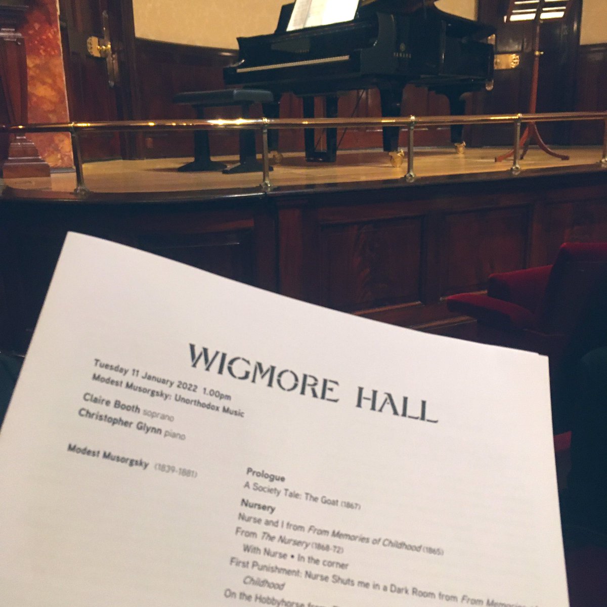 Excited to hear #ClaireBooth & @chrisglynn00 perform Mussorgsky live @wigmore_hall  (the album of this repertoire was one of my picks of 2021 for @ArtMuseLondon: artmuselondon.com/2021/12/23/ret…)!