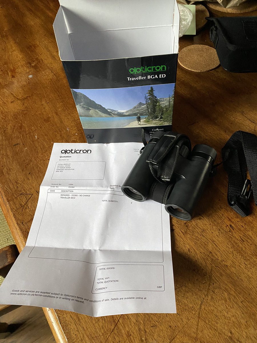 Nature_Guides's tweet photo. I dropped my “car” bins in for repair on Friday. @opticronuk got them back to me today with no charge. Completely delighted with the service! 😊 https://t.co/fuKiCwF9L2