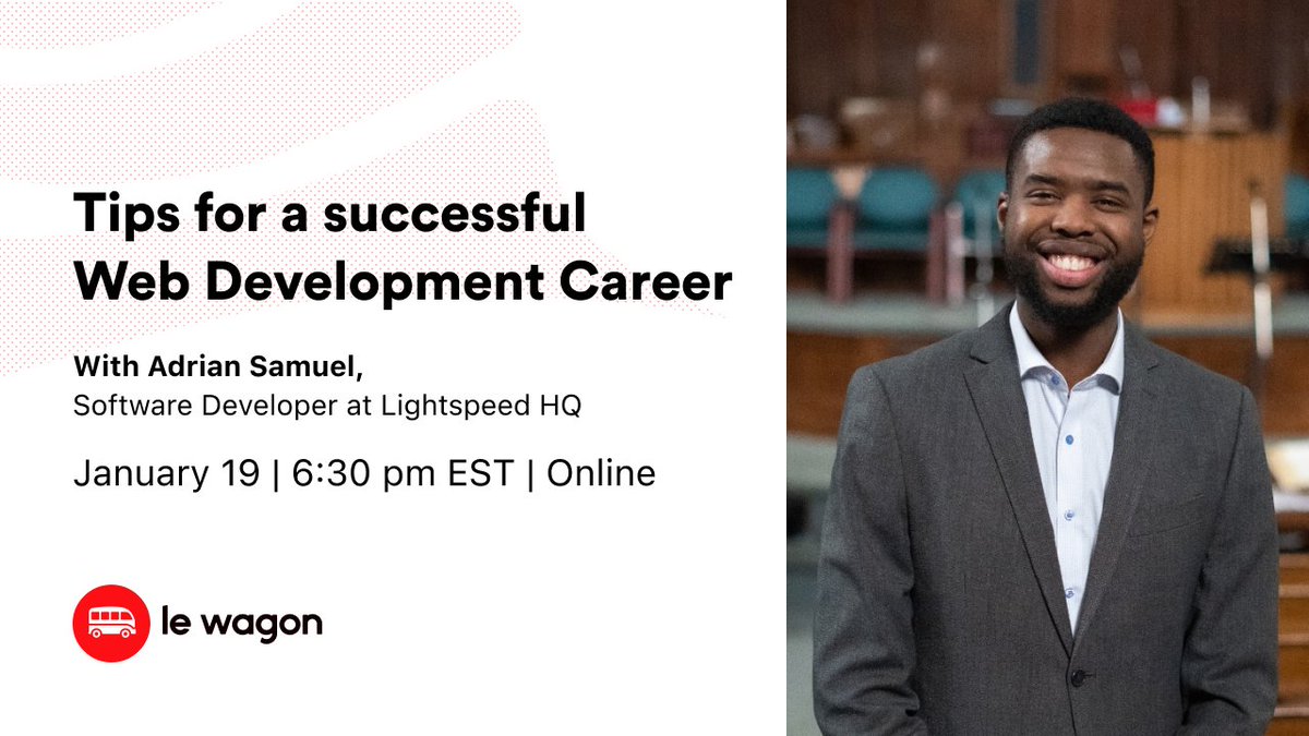 LeWagonMontreal's tweet image. Want to transition to #webdevelopment? 

Join our next talk with Samuel, Software Developer at @LightspeedHQ, and get tips on how to launch your career 🚀 
 
➡️ Register here: hubs.li/Q011JgxP0

#2022goals #techcaree #softwaredeveloper #coding