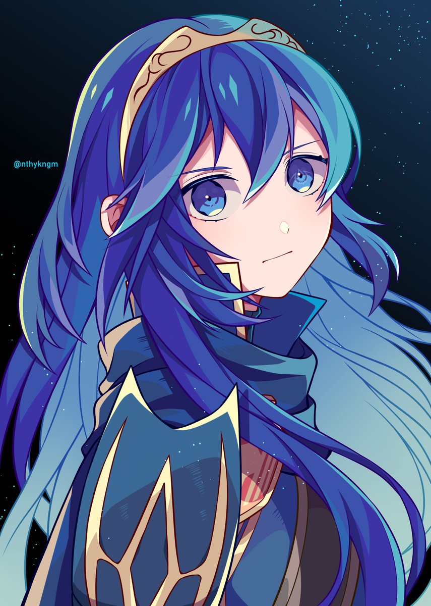 lucina (fire emblem) 1girl long hair solo blue hair blue eyes tiara armor  illustration images