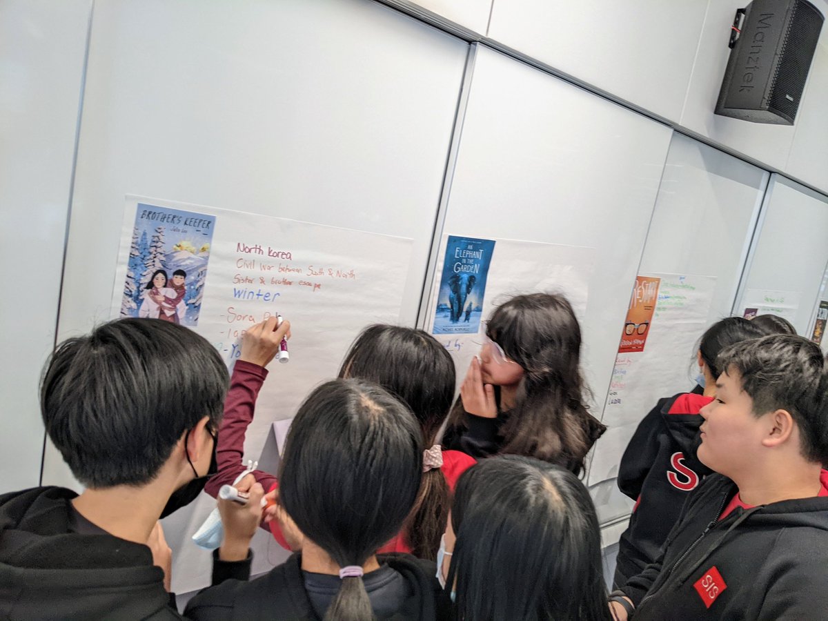 sducharme's tweet photo. Kicking off Battle of the Books in the Pearl River Delta 2022! Lining up the Book Talk + snack schedule, gathering factoids about each title we've read so far. Fun group! #sisRocks #GeckosRead https://t.co/fnRxvnzW9k