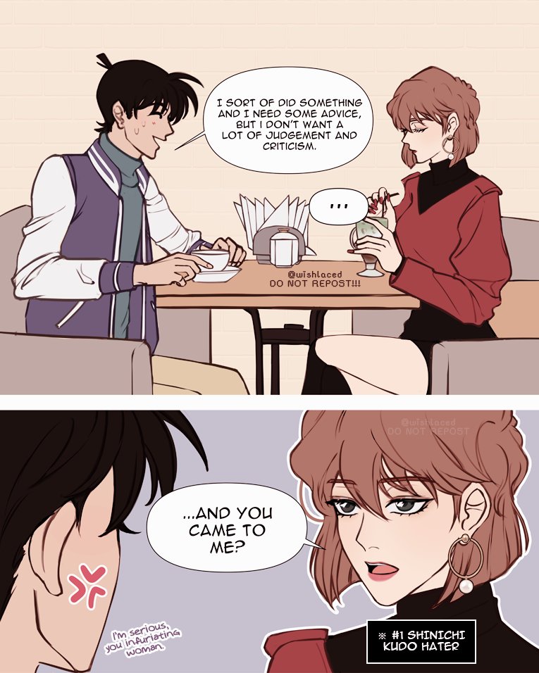 local hotshot detective slain by a pretty scientist in a cafe 🚗

incorrect quote idea from incorrectdetectiveconan2​ 
on tumblr!!
#detectiveconan #新志 #コ哀 