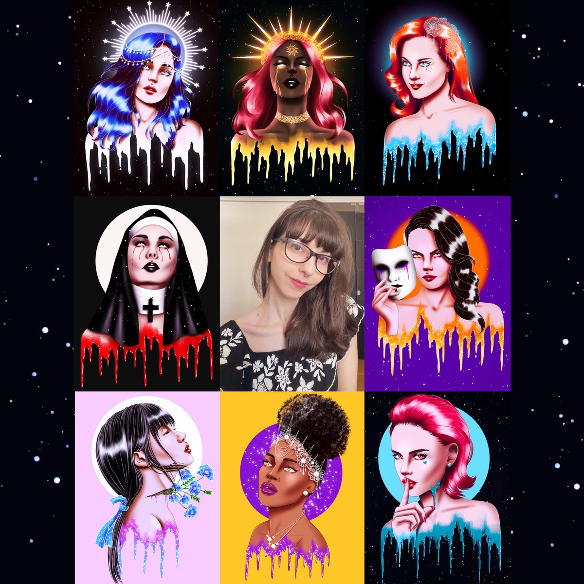 _isabelarts's tweet image. Hi, I&apos;m Isabela, digital artist and designer from Brazil!🌺

I make delicate, yet strong feminine portraits that tell a story inspired by my feelings, each with a unique personality. I feel inspired by powerful femininity, strong attitudes and beliefs.

🔸linktr.ee/isabelarts