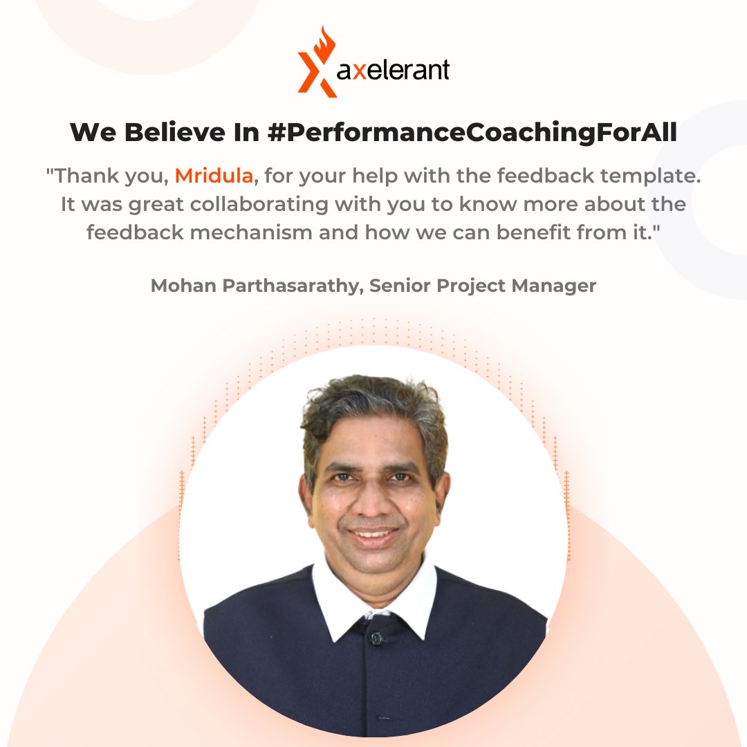 axelerant's tweet image. One of our core values? Openness. 🎤

Meaning? Our focus on feedback is high. With @LifeCoach_Mridu&apos;s help, our team is able to give and receive the same with a lot of enthusiasm, kindness, and effectiveness. 🤗

#PerformanceCoachingForAll #FutureOfWork