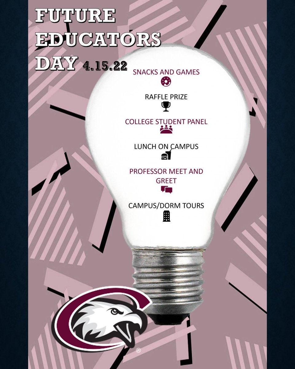 Exciting Announcement!:

On April 15, we will be hosting CSC’s first Future Educators Day. We are “shining a light” on teacher education. If you are interested in going into education for a career, you want to get signed up! Send me a DM to learn more!