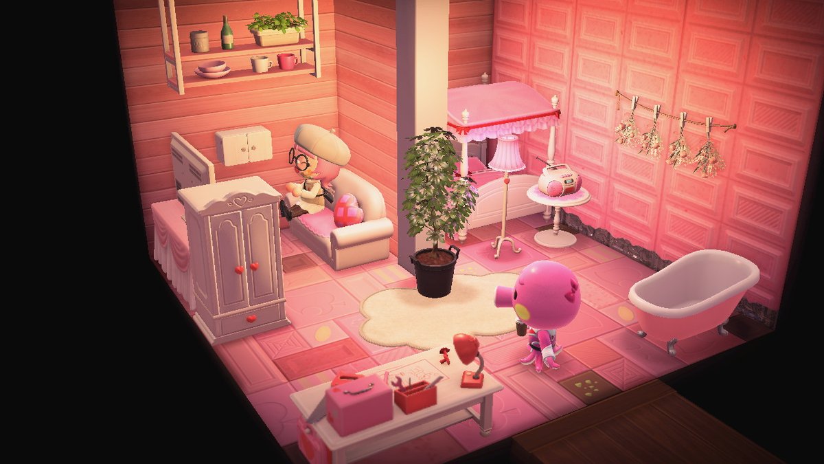 PauACNH's tweet photo. New home for Marina ♥ #AnimalCrossingNewHorizons #happyhomeparadise #pinkcore https://t.co/7w6VqKTDyA