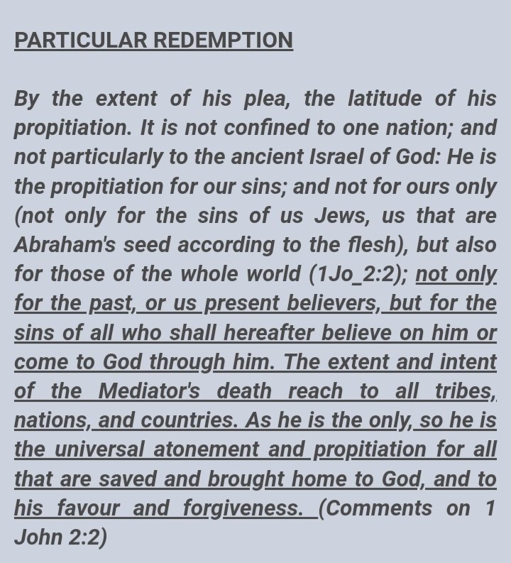 weecalvin1509's tweet photo. Five point #Calvinist Matthew Henry advocated #ParticularRedemption in his comments on 1 John 2:2. John Wesley claimed that he purged such references out of his edition of the commentary. #Calvinism #oldpaths #RealMeat #NoFluffStuff https://t.co/nE50X3wKrP