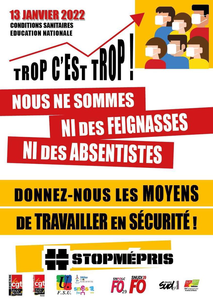 #JeSoutiensLaGreveDu13Janvier en tant que parent d'élève qui n'ira donc pas en cours et si personne n'est malade on ira à la manif. bravo les grévistes !