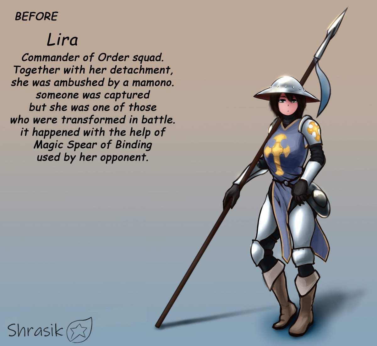 Shrasik's tweet photo. Former Order soldier Lira
Still not sure about the armor, maybe will be redesigned
thought about this idea for a long time
After becoming mamono fell in love with the runes
#魔物娘図鑑 #魔物娘図鑑二次 #lamia #transformation #monsterization https://t.co/tngO6R44by