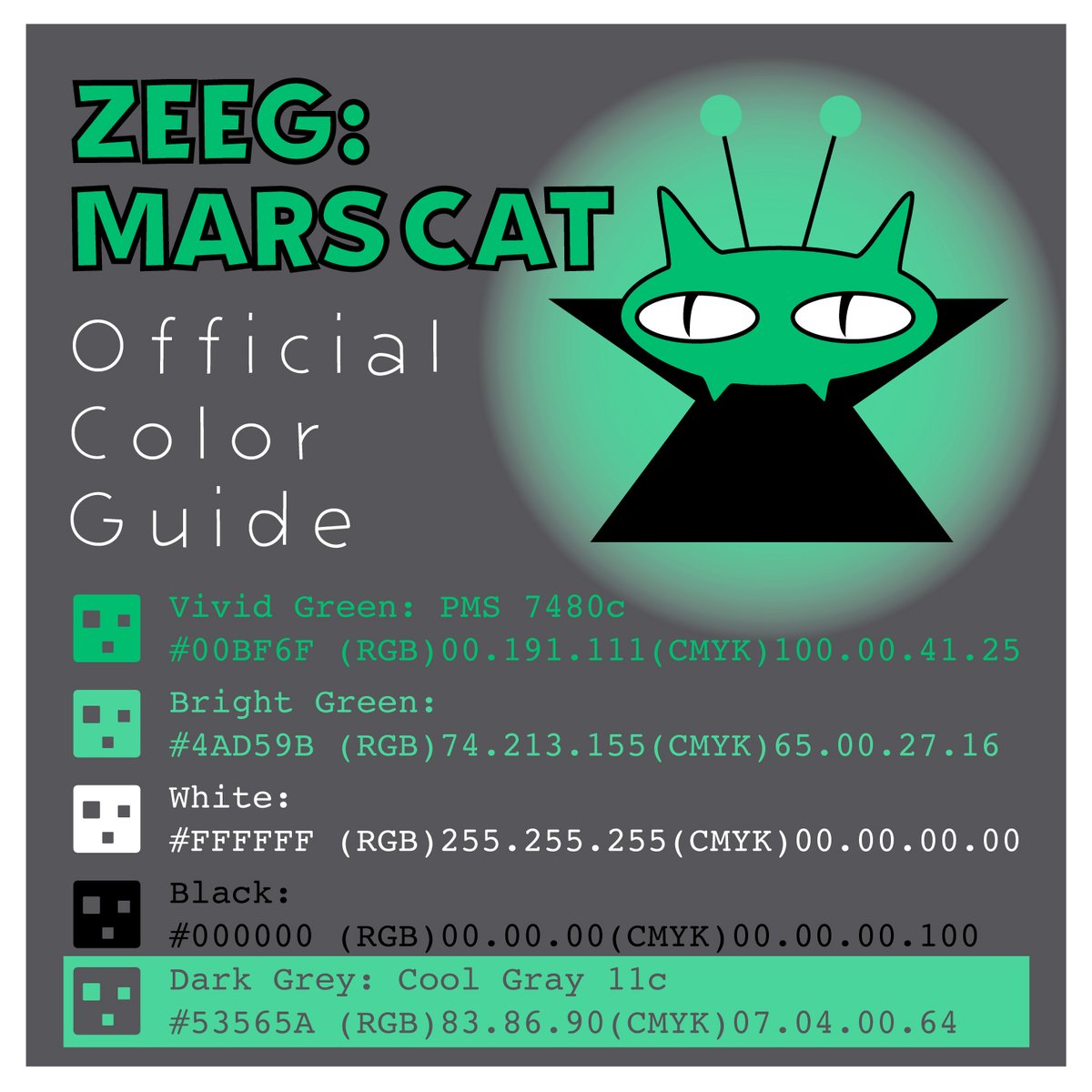 For those wanting to follow along and design their own Zeeg, here are the official specs to follow.

#Gabolical #ItsgabboGabe #Itsgabbo #GabeEly #Gabe #ZeegMarsCat #Zeeg #MarsCat #cat #colorguide #designguide #styleguide #guide #GabolicalDesign #GabolicalStyle #officialstyle