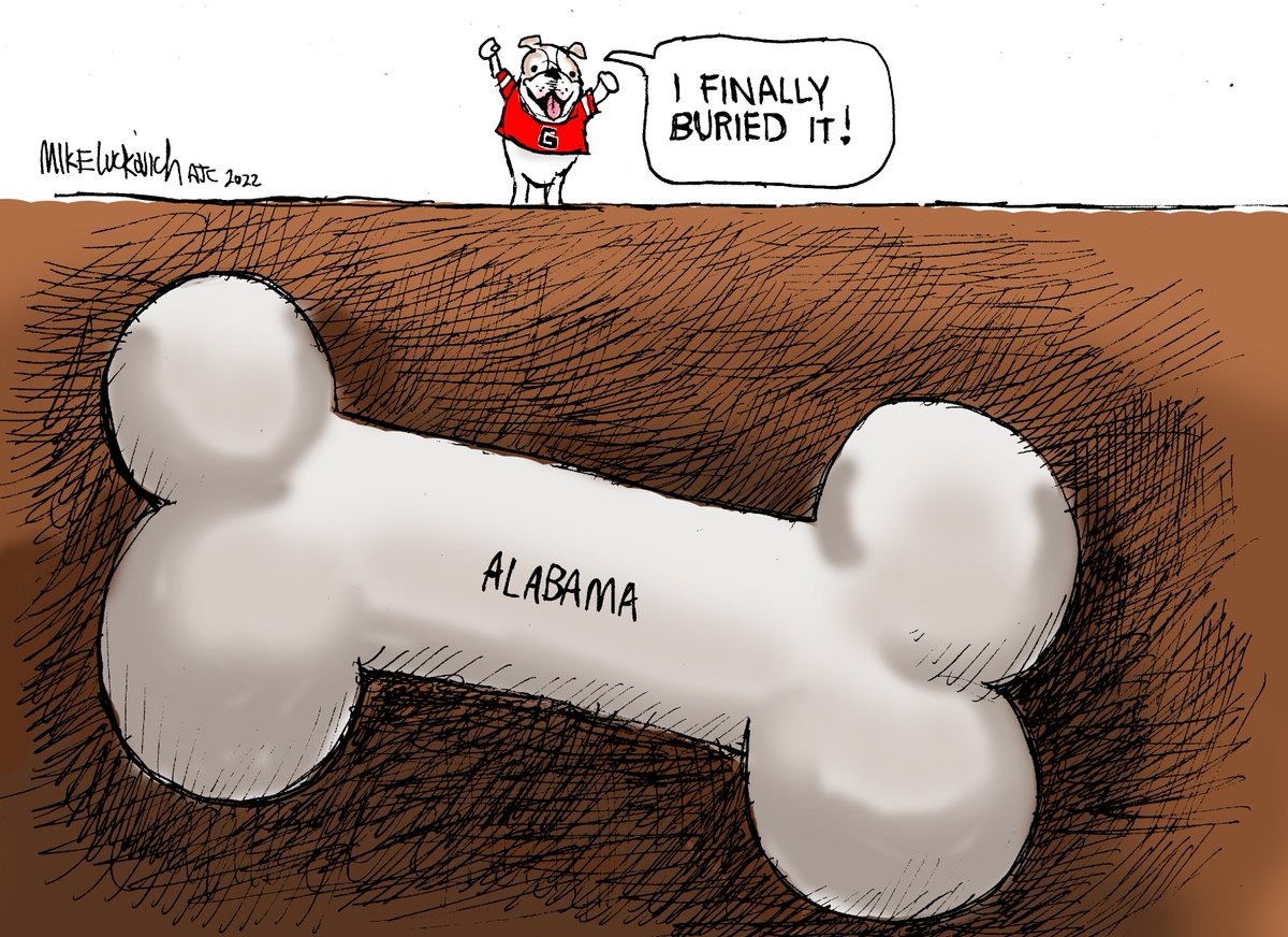 mluckovichajc's tweet photo. This is my cartoon in tomorrow's Atlanta Journal-Constitution. This is my second cartoon on UGA's big win. To order a signed print, email me at mluckovich@ajc.com https://t.co/MsgbIEw0RP