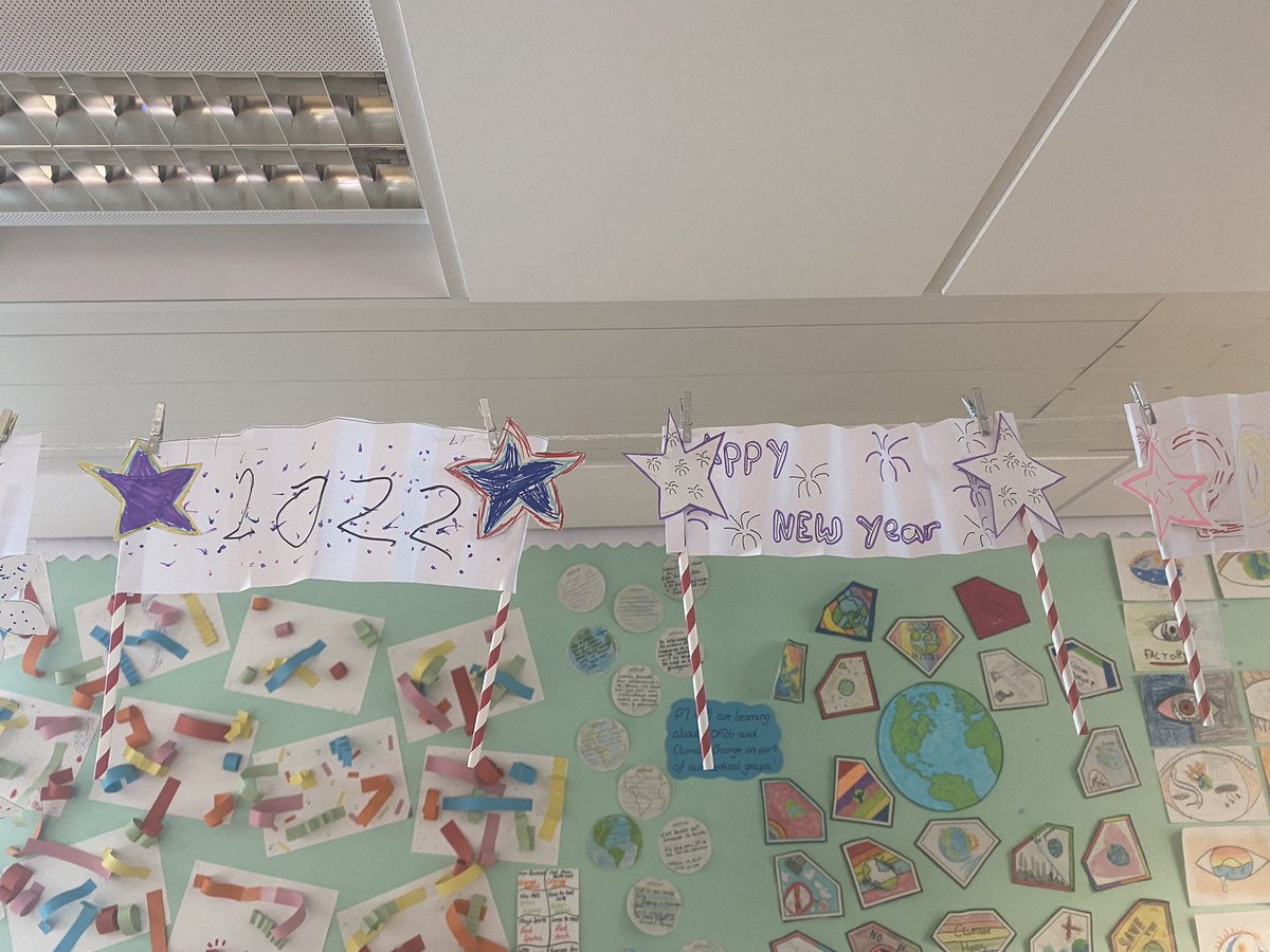 Mrs_Paddon's tweet photo. Last week we made New Year banners to spruce our classroom back up ⭐️⭐️⭐️ https://t.co/BEZYc2PIYH