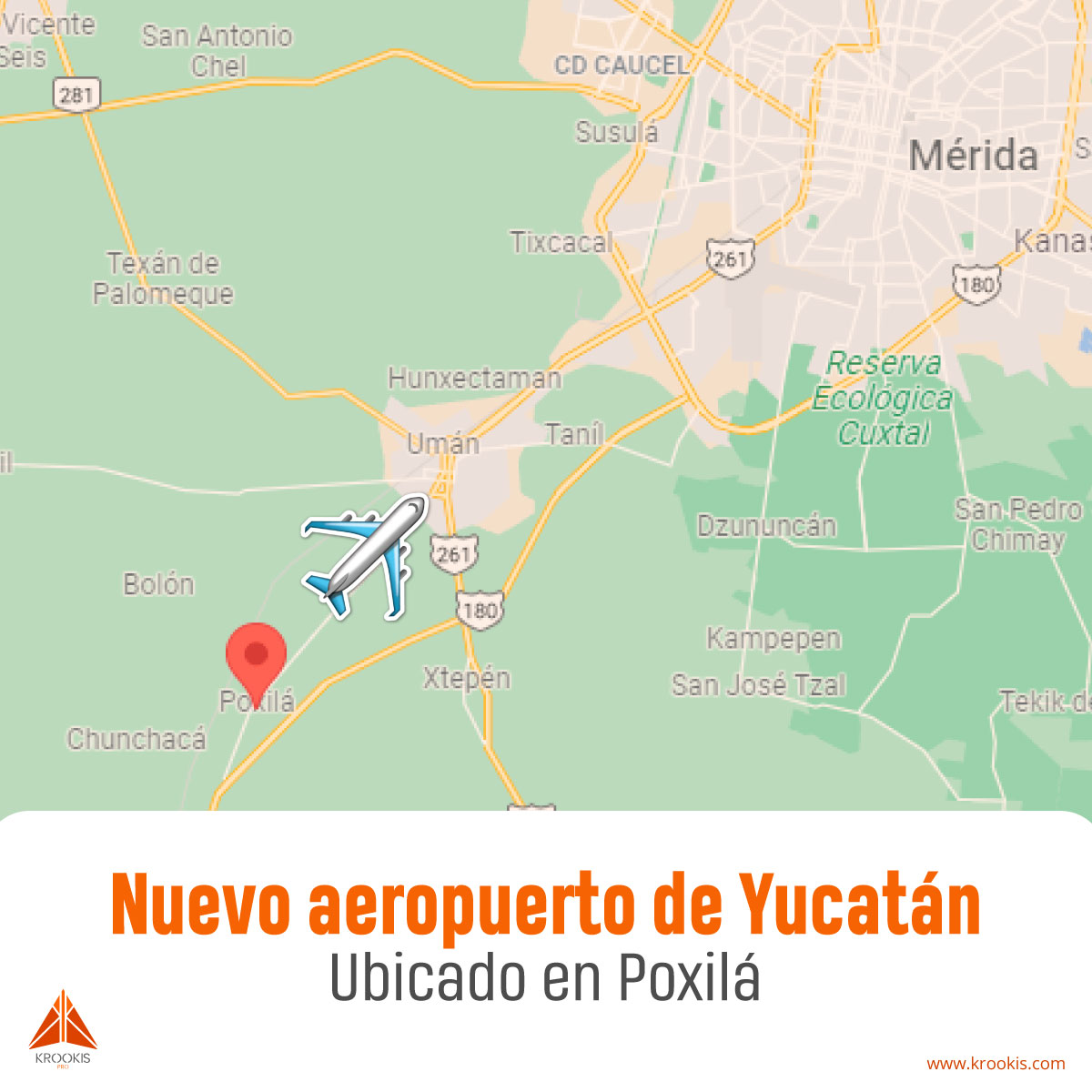 KrookisPro's tweet photo. ¿Crees que la nueva ubicación del aeropuerto de Mérida ayudará al desarrollo de la zona sur del Estado de Yucatán?

Una de las inversiones más fuertes del Estado de Yucatán es la construcción de un nuevo aeropuerto, el cual se ubicará en Poxilá, comisaría de Umán. https://t.co/DVnQKuifiY