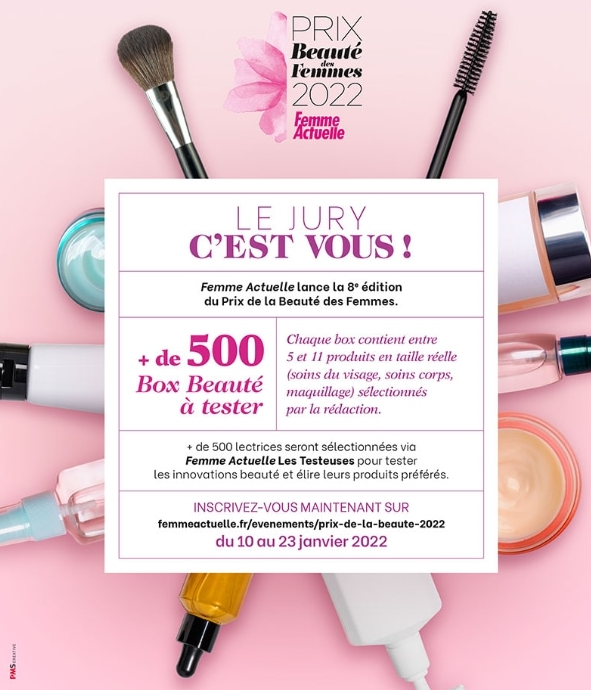 Bonsoir, j'espère que vous avez passé une excellente journée.

<a href="/femmeactuelle/">Femme actuelle</a>  lance la 8même édition du Prix de la Beauté des Femmes. Je me suis inscrite.....et vous ?

Bisous du soir 😘

#prixbeautedesfemmes2022 #femmeactuelle #produitsdebeauté #tests