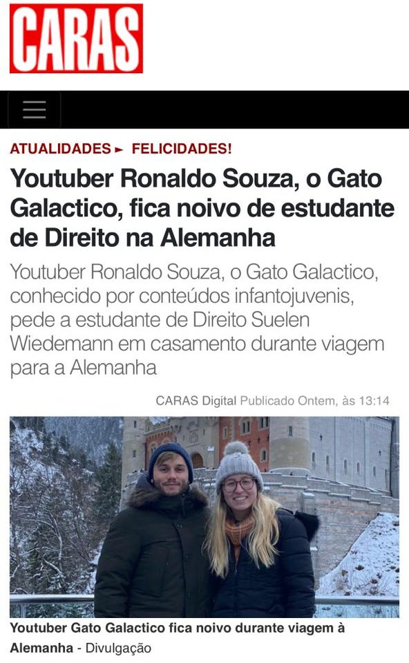 r Ronaldo Souza, o Gato Galactico, fica noivo de estudante