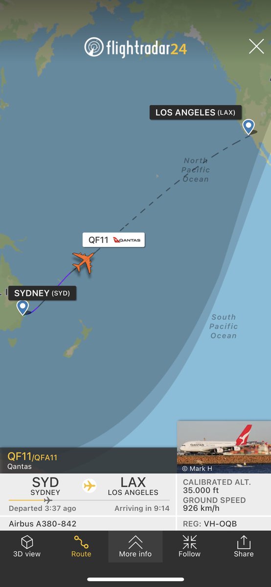 AeronewsGlobal's tweet photo. Back in revenue service: @Qantas’ @Airbus A380. Follow #QF11 from SYD to LAX. @traveloneworld @AirbusPRESS https://t.co/2dggXNuxud