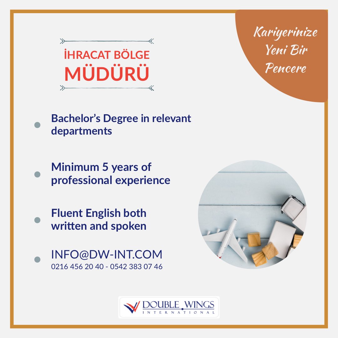 İhracat Bölge Müdürü arıyoruz. Detaylı bilgi ve başvuru için; dw-int.com/cases/ihracat-…
#işfırsatı #kariyer #genelmüdür