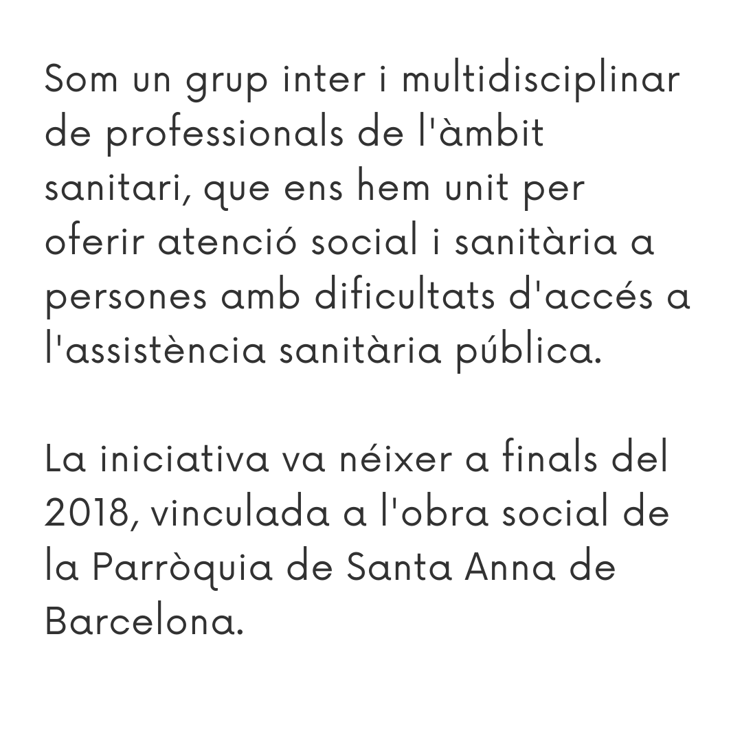 Associació Salut Sense Sostre (@salutsensesostr) on Twitter photo Som un grup inter i multidisciplinar de professionals de l'àmbit sanitari, que ens hem unit per oferir atenció social i sanitària a persones amb dificultats d'accés a l'assistència sanitària pública de Barcelona.
Vinculats a <a href="/hospitalcampany/">@hospitalcampany</a> Som un grup inter i multidisciplinar de professionals de l'àmbit sanitari, que ens hem unit per oferir atenció social i sanitària a persones amb dificultats d'accés a l'assistència sanitària pública de Barcelona.
Vinculats a <a href="/hospitalcampany/">@hospitalcampany</a>