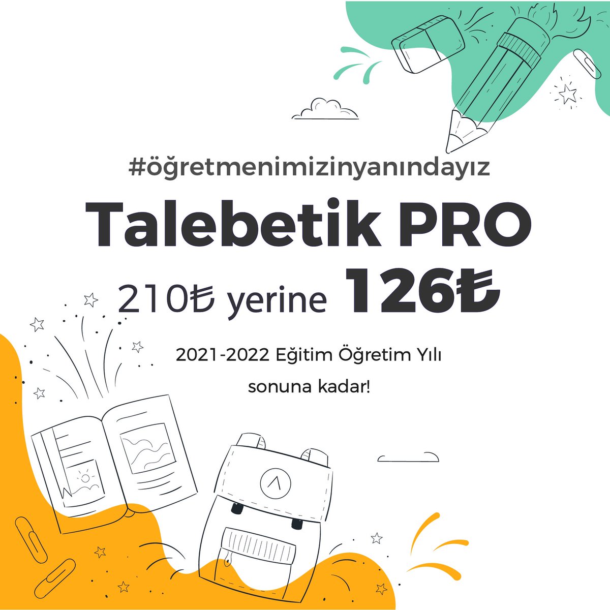 #öğretmenimizinyanındayız %40 ile Talebetik Pro şimdi indirimli fiyatıyla satışta.