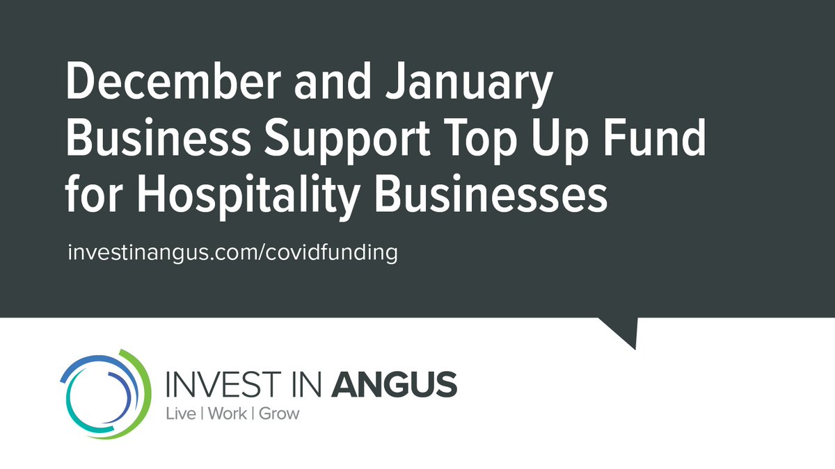 investinangus's tweet image. December and January Business Support Top Up Fund – eligible hospitality businesses previously in receipt of the Strategic Framework Business Fund were emailed on Mon 10 Jan. If you have not received an email and believe you are eligible, please contact invest@angus.gov.uk.