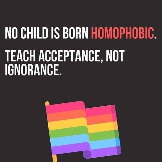 HB_Awareness's tweet photo. No child is born homophobic, it is a learned behaviour. We need to teach our children acceptance 🏳️‍🌈 https://t.co/6HBqDPNvMw