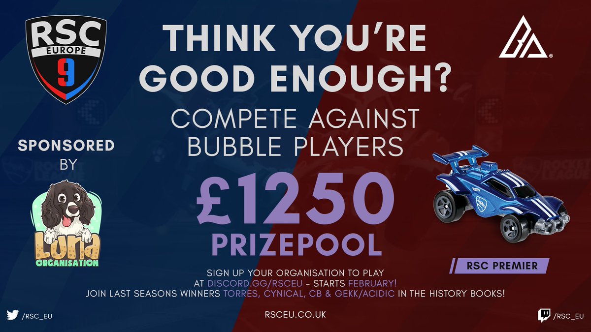 RSC_EU's tweet image. 🚗 @TORRES8232RL 
🚗 @NowCynical 
🚗 @RL_CharlieB
🚗 @Gekkenman

took home the title of Premier Champs for Luna eSports last season, making the team £1k richer. Can you challenge for £1250 next season? 1 game over 8 weeks🔥

Signup Below 👇
discord.gg/rsceu     @badass_gg