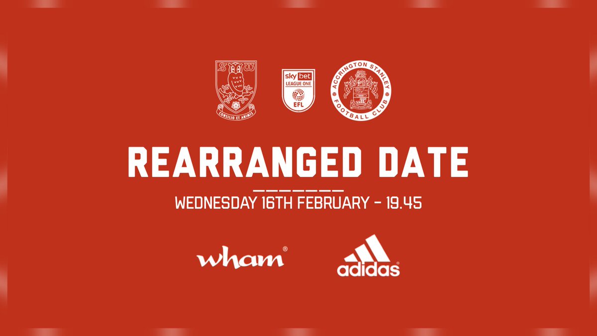 🗓 Due to February’s TV selections, #asfc’s @SkyBetLeagueOne away trip to @swfc will now be played on Wednesday 16th February. ➡️ accringtonstanley.co.uk/news/2022/janu…