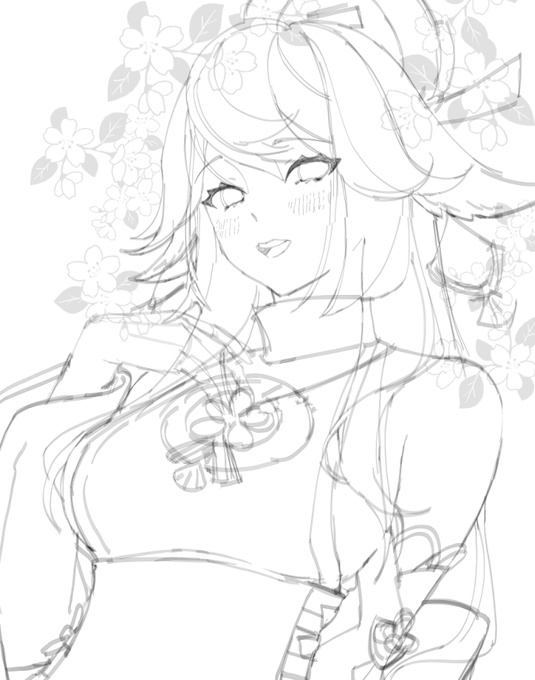 I couldn't resist so I sketched Yae for a bit... 