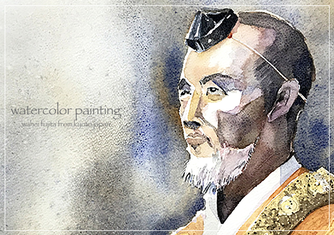 「京都醍醐。世界遺産の醍醐寺で間もなく「五大力」の法要が営まれます。#Waterc」|わへい水彩画@京都水彩画塾塾長のイラスト
