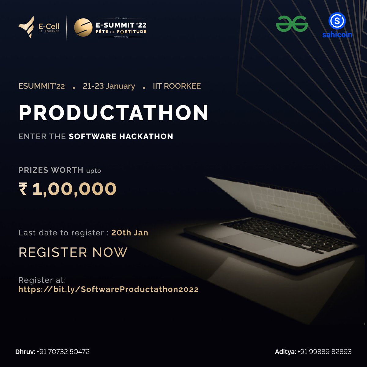 ecell_iitr's tweet photo. Hola Techies!
Wanna show your capabilities out in the technical world?
E-Summit'22 brings out its technical event known as "Productathon" a software hackathon, in association with @geeksforgeeks @sahicoin
"FREE courses of worth 500Rs for each participating Team."
Link in comment https://t.co/w8tKX2qmgj