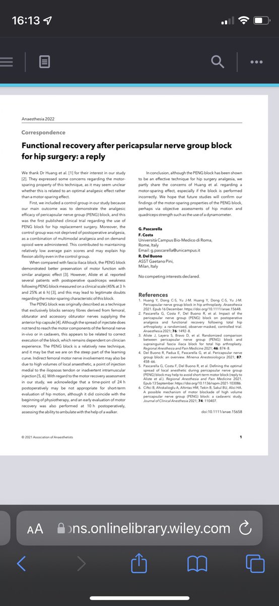 An interesting discussion about the motor sparing effects of PENG block 🔗 …-publications.onlinelibrary.wiley.com/doi/epdf/10.11… <a href="/ESRA_Society/">ESRA | European Society of Regional Anaesthesia</a> <a href="/amit_pawa/">Dr Amit Pawa💉🎙️</a> <a href="/Anaes_Journal/">𝘈𝘯𝘢𝘦𝘴𝘵𝘩𝘦𝘴𝘪𝘢</a> <a href="/ASRA_Society/">ASRA Pain Medicine</a>