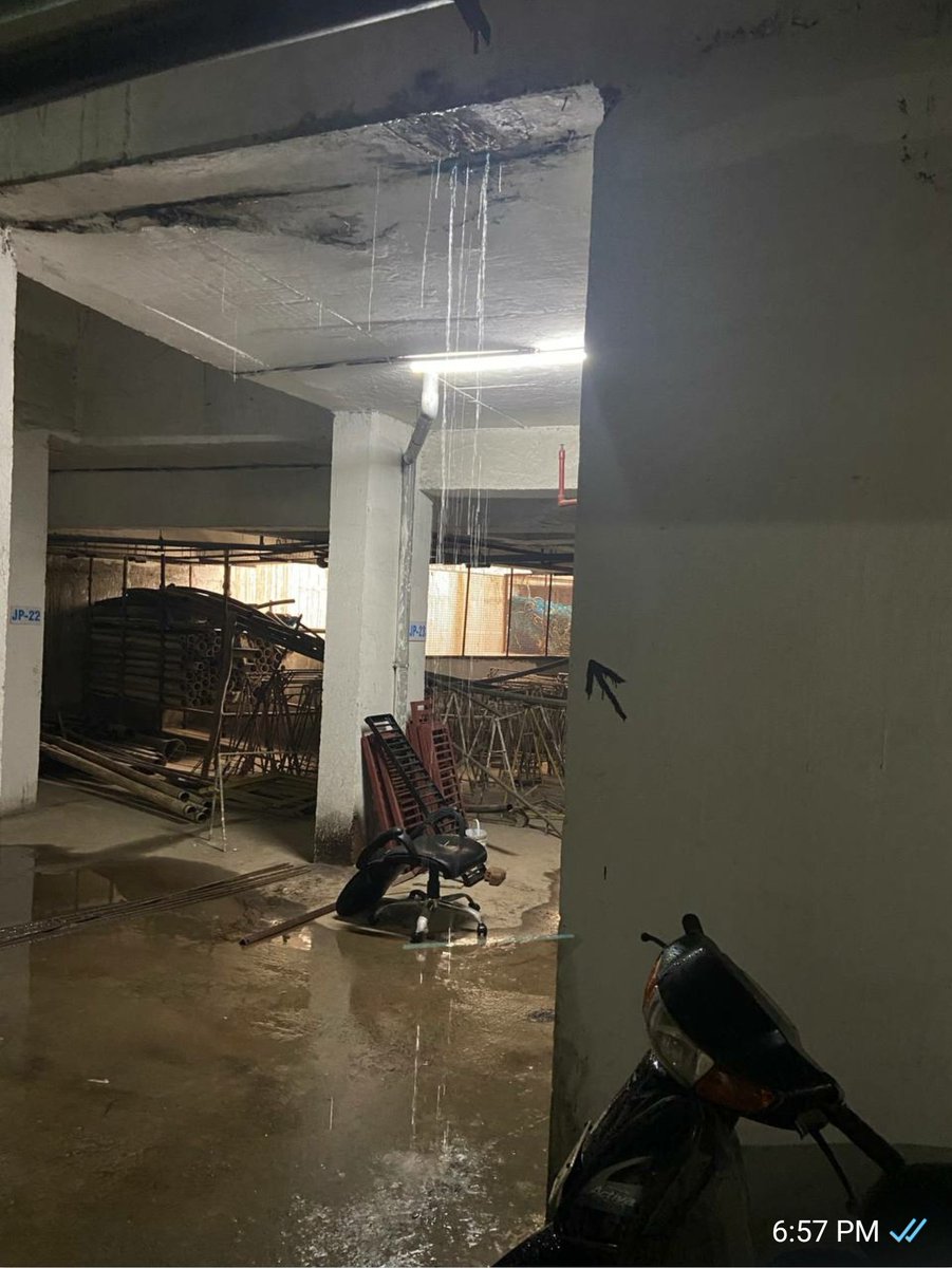 Sharanlaw1's tweet photo. @CeoNoida @noida_authority @PankajSinghBJP @dmgbnagar @POORWA70 There has to be a permanent solution. Wiping out water is temporary. It's a leakage in structure. Some more pics for ur info. Seepage in the basement is there since beginning. No action by builder!Help! https://t.co/FReF6cYv9K