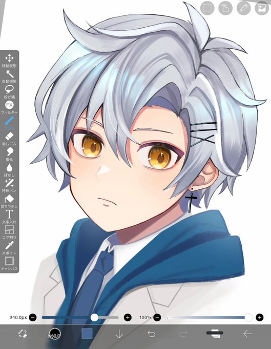 白髪男子のtwitterイラスト検索結果