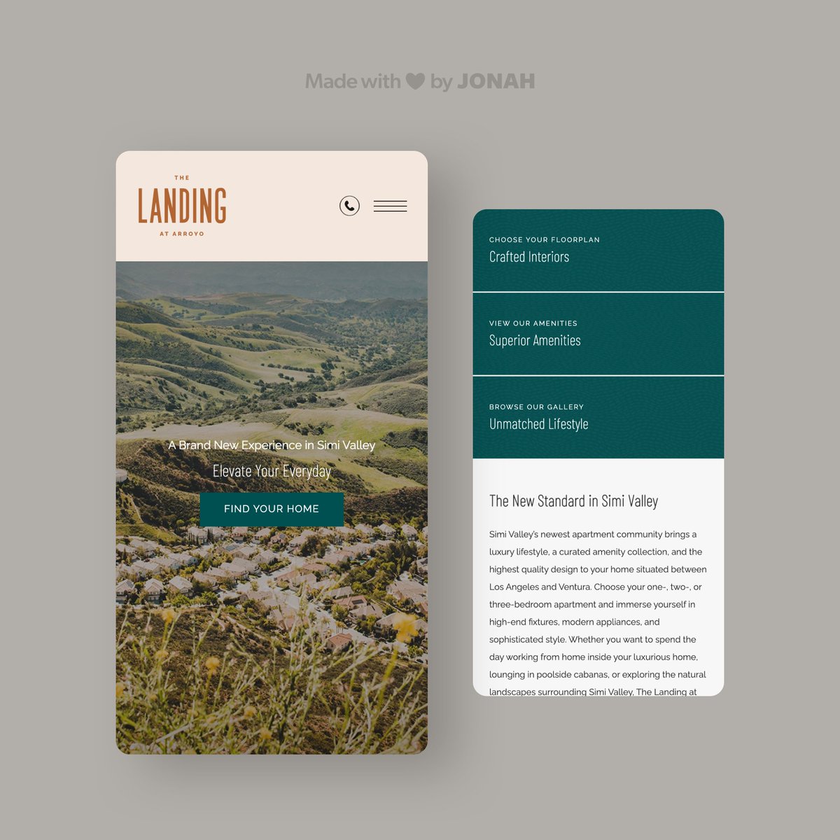 This new site for The Landing at Arroyo is a great example of how flexible our Premium themes are. Simple changes (like colors and patterned background) plus a custom font create a great feel for our friends at @greystarapartments ⁠
⁠
Check it out at: landingatarroyo.com