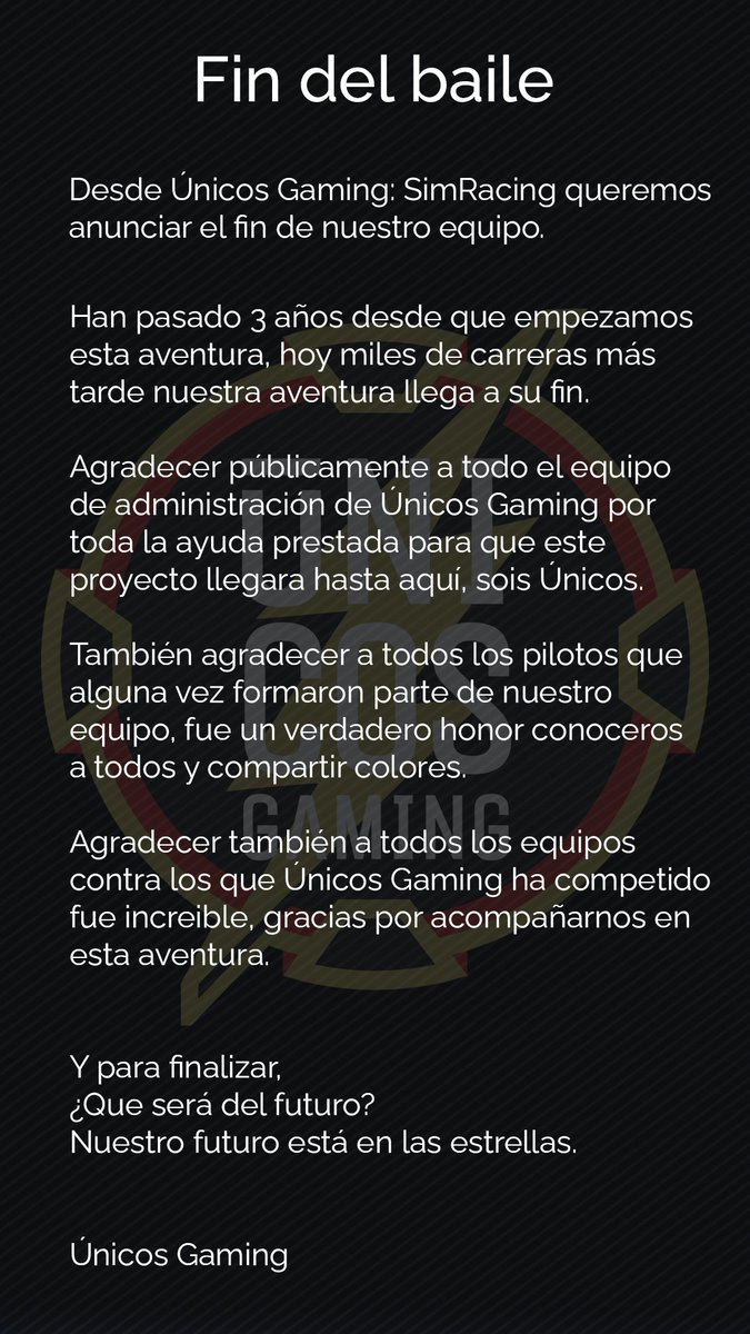 EL FIN DEL BAILE.

#SiempreÚnicos ⚡️