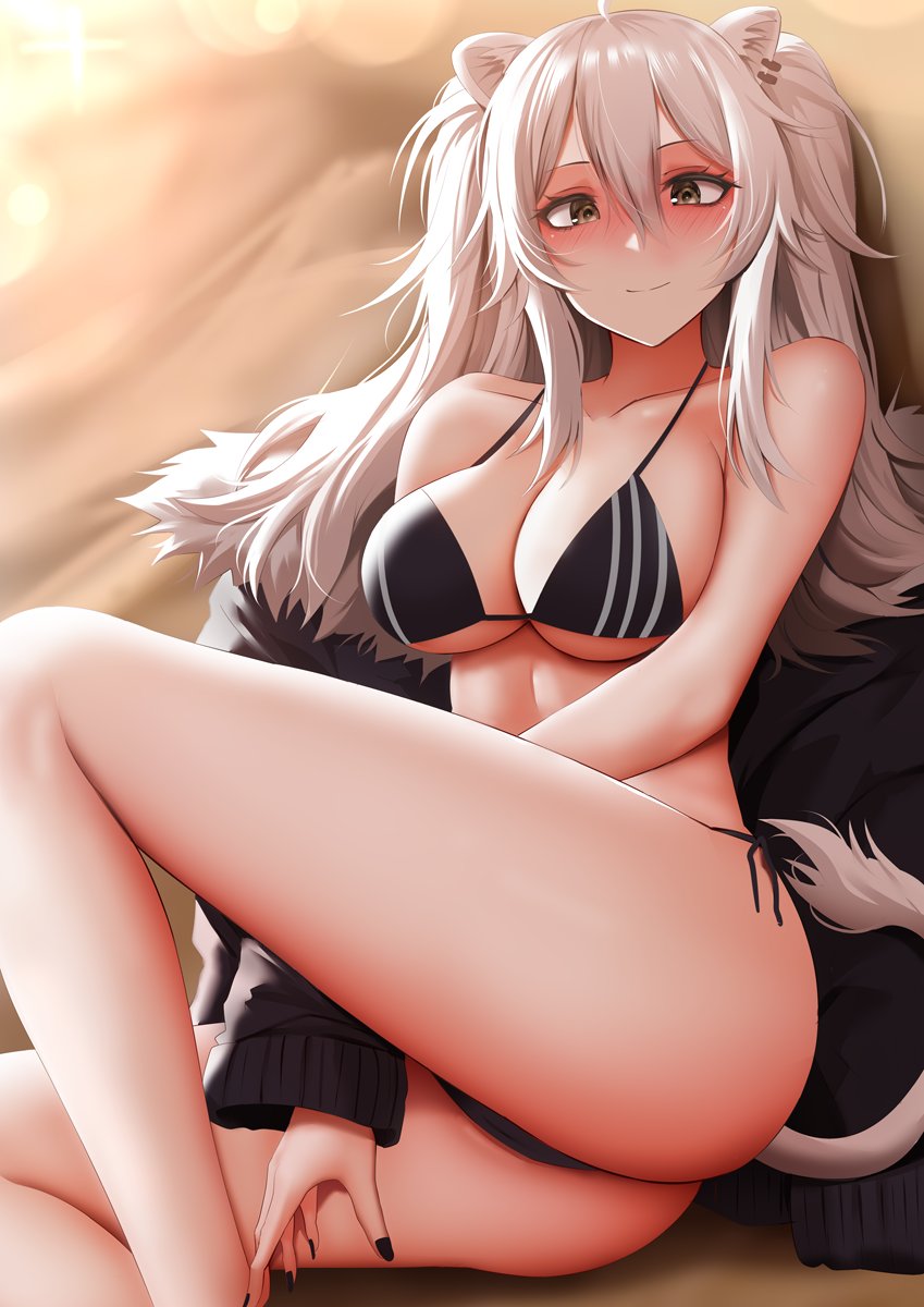 Shishiro Botan by ginhaha. Animal Ears, Anime Ears, bikini, hololive, neko, Shishiro Botan
