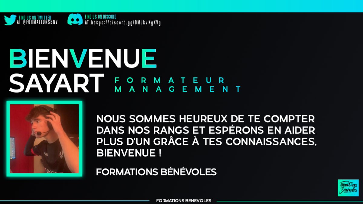 FormationsBnv's tweet photo. Bienvenue dans l'équipe @SayartOfficial ! 🙌 https://t.co/ECm2kqlltz