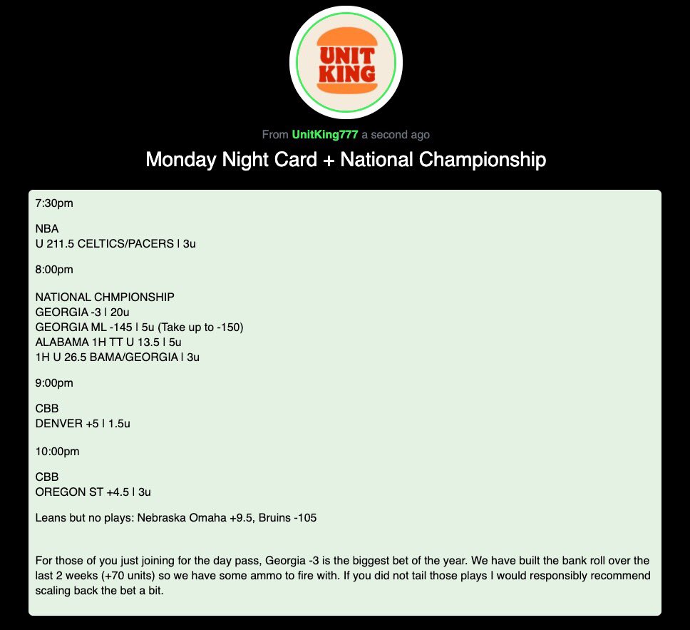 UnitKing777's tweet image. Different year, same story.

Finish the CFB season up +111.33 Units.

Prime Time 🤴