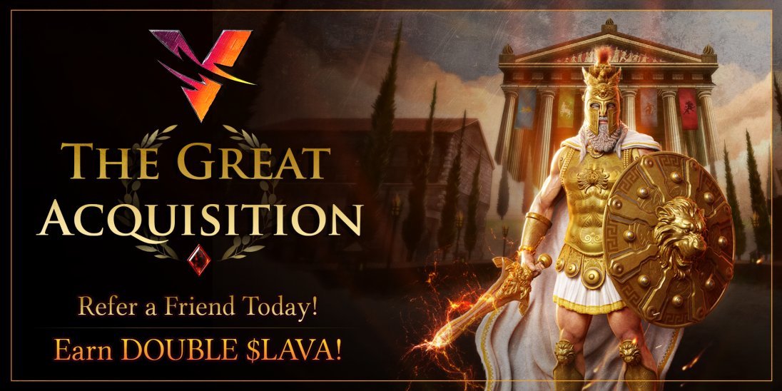 VulcanForged's tweet photo. 🔥'The Great Acquisition' is extended!🔥

Until 31st January, referrals earn you DOUBLE.💎

1⃣ Retweet with your referral link from My Forge
2⃣ You and your referral earn DOUBLE $LAVA
3⃣ All retweets get a chance to win a GOD #NFT 
4⃣ Referral must earn 200 XP

$PYR #LFG https://t.co/qxC3F18iTZ