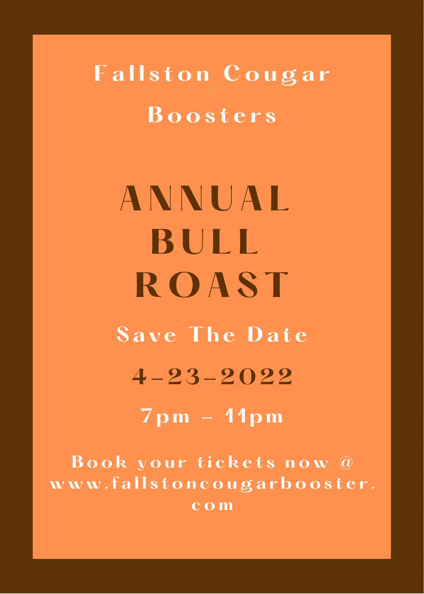 MARK YOUR CALENDARS AND SAVE THE NEW DATE FOR THE BULL ROAST! 

APRIL 23, 2022