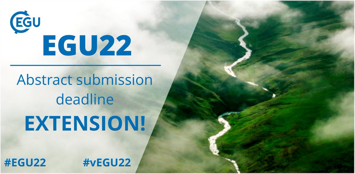 European Geosciences Union (@eurogeosciences) on Twitter photo UPDATE: Due to the continuing difficulties that many people in our community, all around the world, are experiencing, we have decided to extend the #EGU22 #vEGU22 abstract submission deadline to Friday 14 January at 13.00 CET.
For help, email: egu22@copernicus.org UPDATE: Due to the continuing difficulties that many people in our community, all around the world, are experiencing, we have decided to extend the #EGU22 #vEGU22 abstract submission deadline to Friday 14 January at 13.00 CET.
For help, email: egu22@copernicus.org