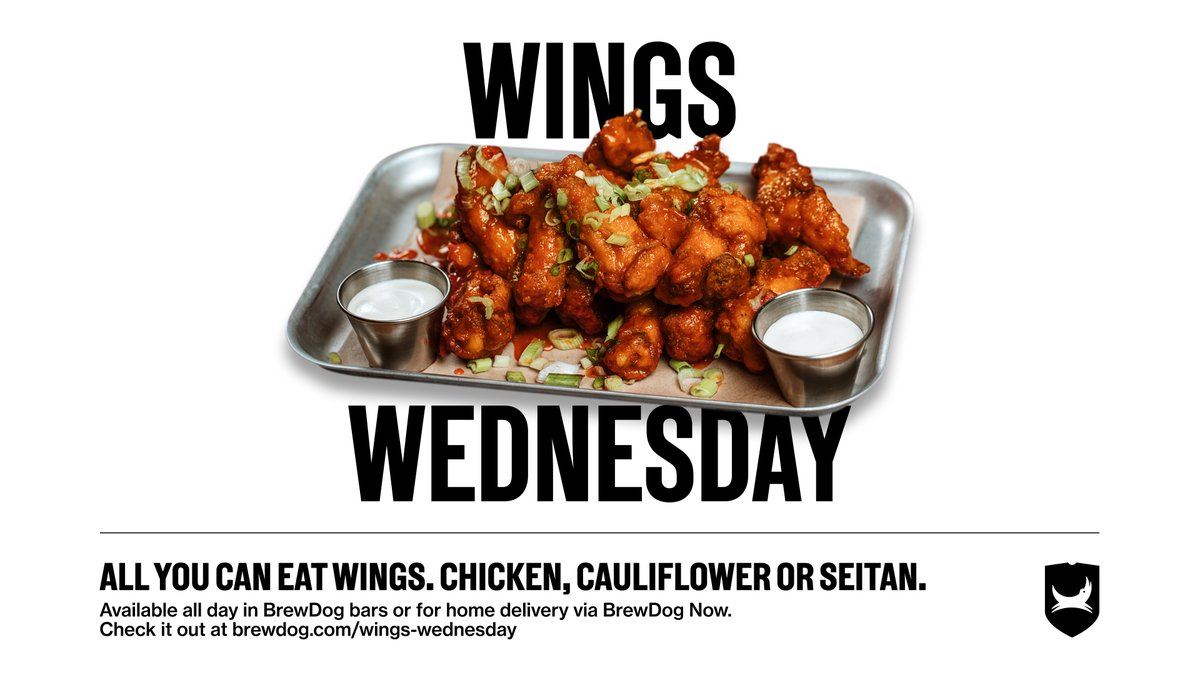 WINGS WEDNESDAY!
The deal that will never end ❤️
Unlimited wings every Wednesday! Booking is required so if you missed out this week get your booking in early! 😱
brewdog.com/uk/bars/global…
