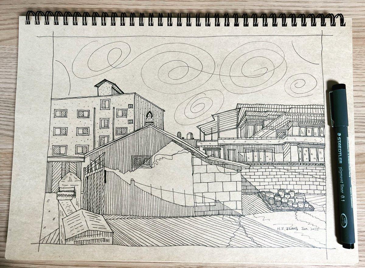 Hyunjiny's tweet photo. USk전주 주간미션
완주군 봉동읍의 어느 ��

#봉동 #USkjeonju #kraftpaper #pensketch #watercolor #drawing #staedtlerpigmentliner #취미그림 #펜스케치 #드로잉 #수채화 #스테들러  #linedrawing #라인드로잉 https://t.co/3htCF03tZf