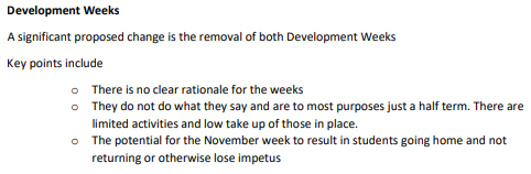 RED ALERT to UoC students &amp; staff! Managers are planning to AXE development weeks from 2022-3, alleging said weeks have 'no clear rationale' &amp; are 'just a half term'(!?!). Were YOU consulted? How many staff &amp; students even knew of this? More info at UCU branch meeting 17 Jan!