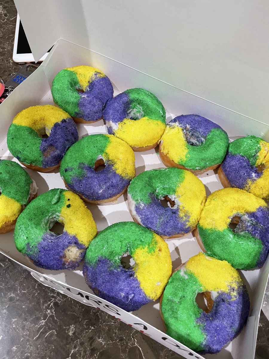 I love my home town. Ain’t nothing like #carnivaltime #kingcake donuts