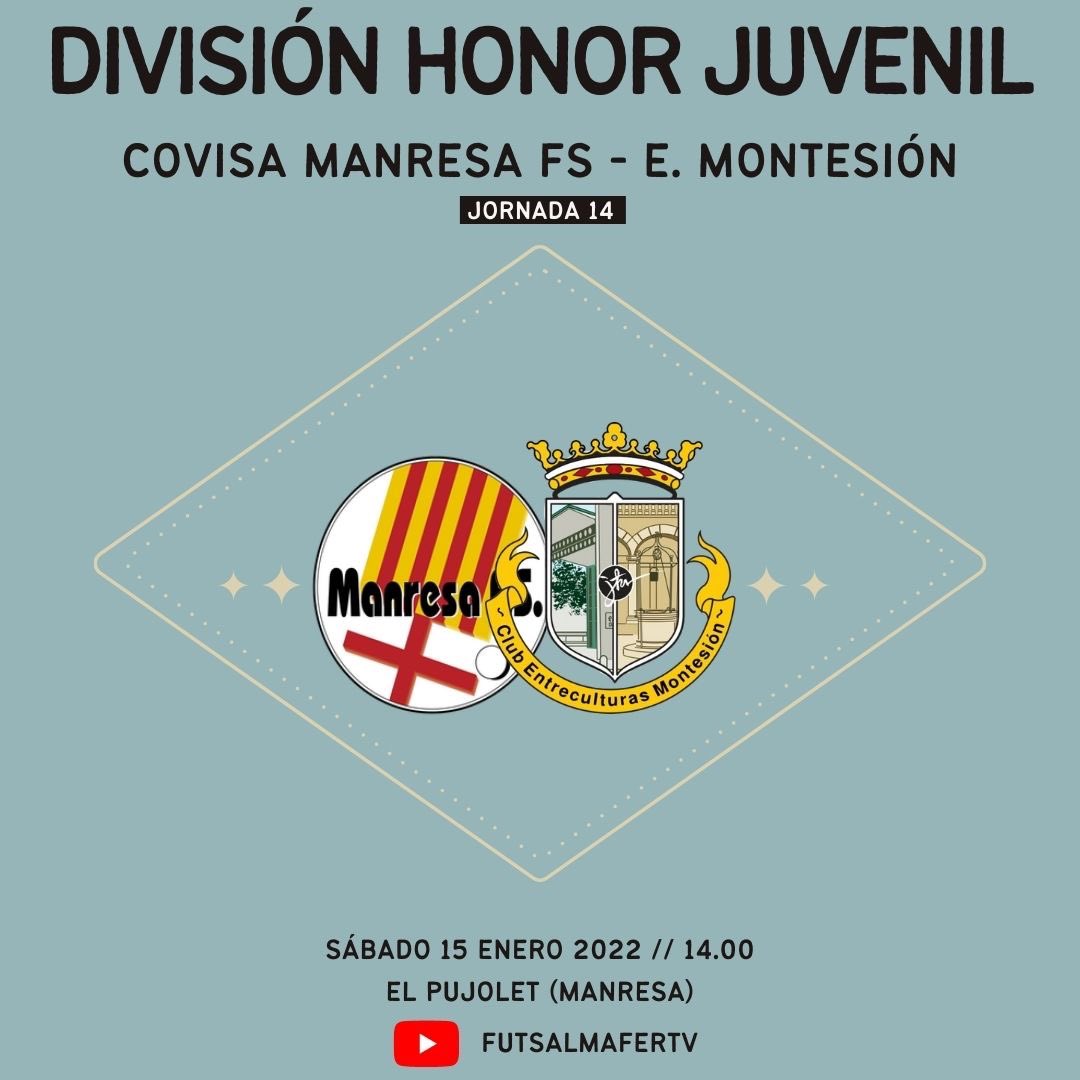 🔵🏆 |JORNADA CATEGORÍA NACIONAL|

⚽️ Nuestro #JuvenilA empieza el año, en casa del Covisa Manresa, en un encuentro televisado por @futsalmafer.tv 

#MontesiónEsUnSentimiento💙
#EMFutsal⚽️