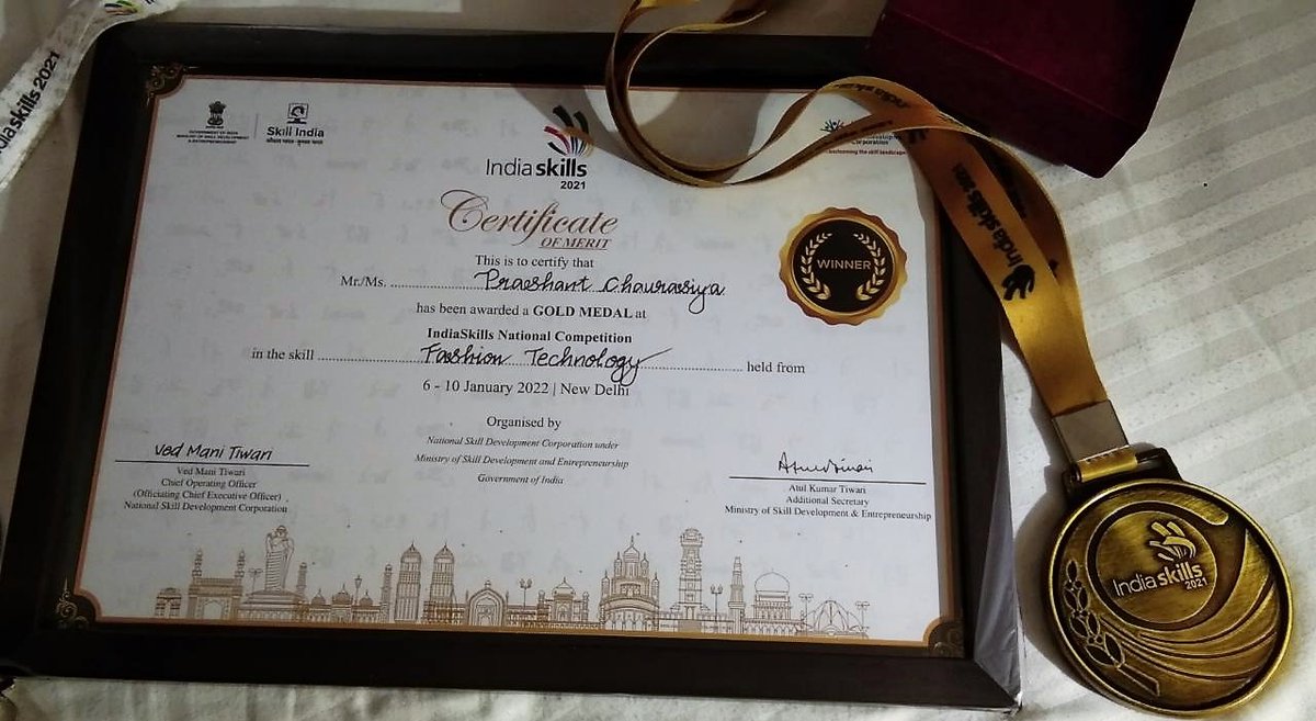 jodhpur_nift's tweet photo. Team NIFT Jodhpur is incredibly proud to share the achievement of our student Mr. Prashant Chaurasia (FD, 2017- 2021) who won the Gold Medal in India Skill Competition 2021.We wish him best wishes for the next stage of WorldSkills Competition to be held in Shanghai, China in 2022 https://t.co/jX150yD33P