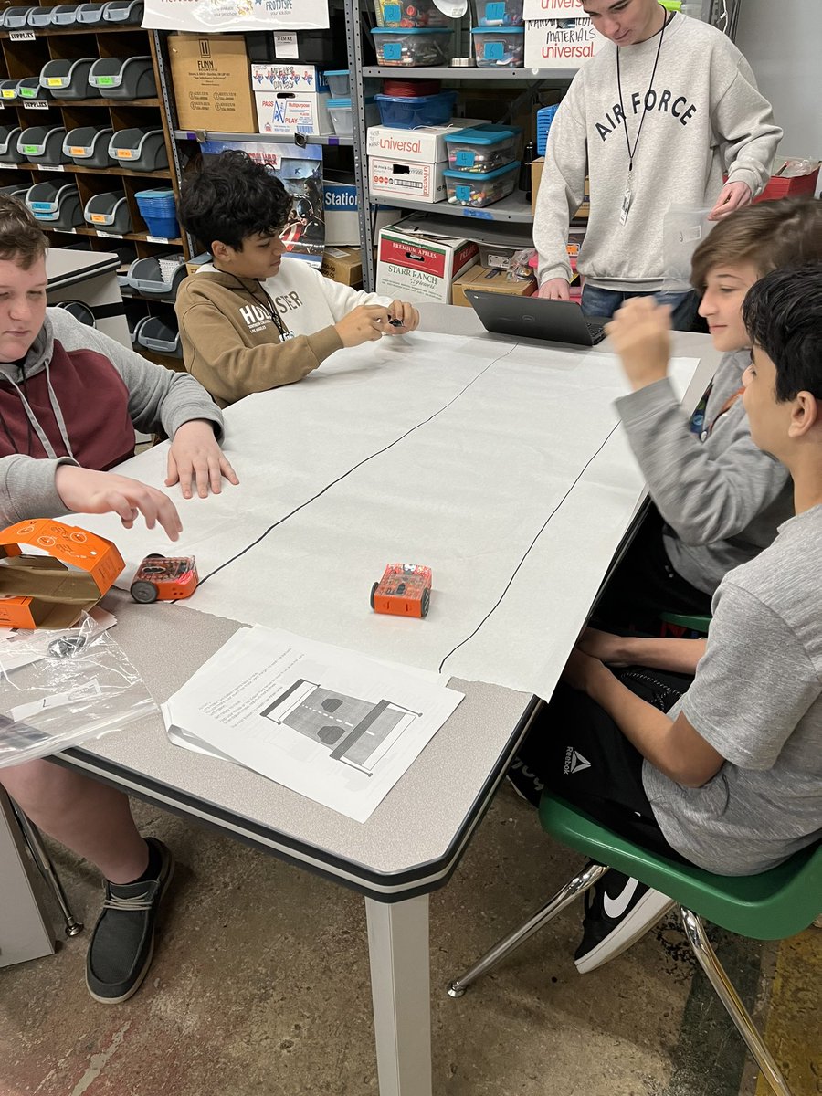 Racing Edison Robots in Computer Science with barcode commands.