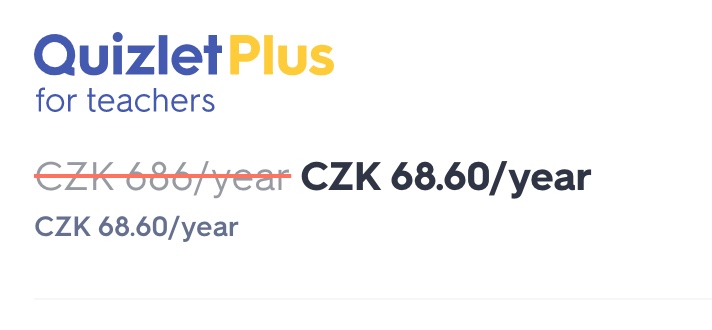Libor_Klubal's tweet photo. Asi není na co čekat. Za dvě kafe máte Quizlet Plus na rok. Docela dobrá nabídka za skvělý nástroj pro výuku.

#ucimemoderne #quizlet #sale https://t.co/gITKG1Y0QE